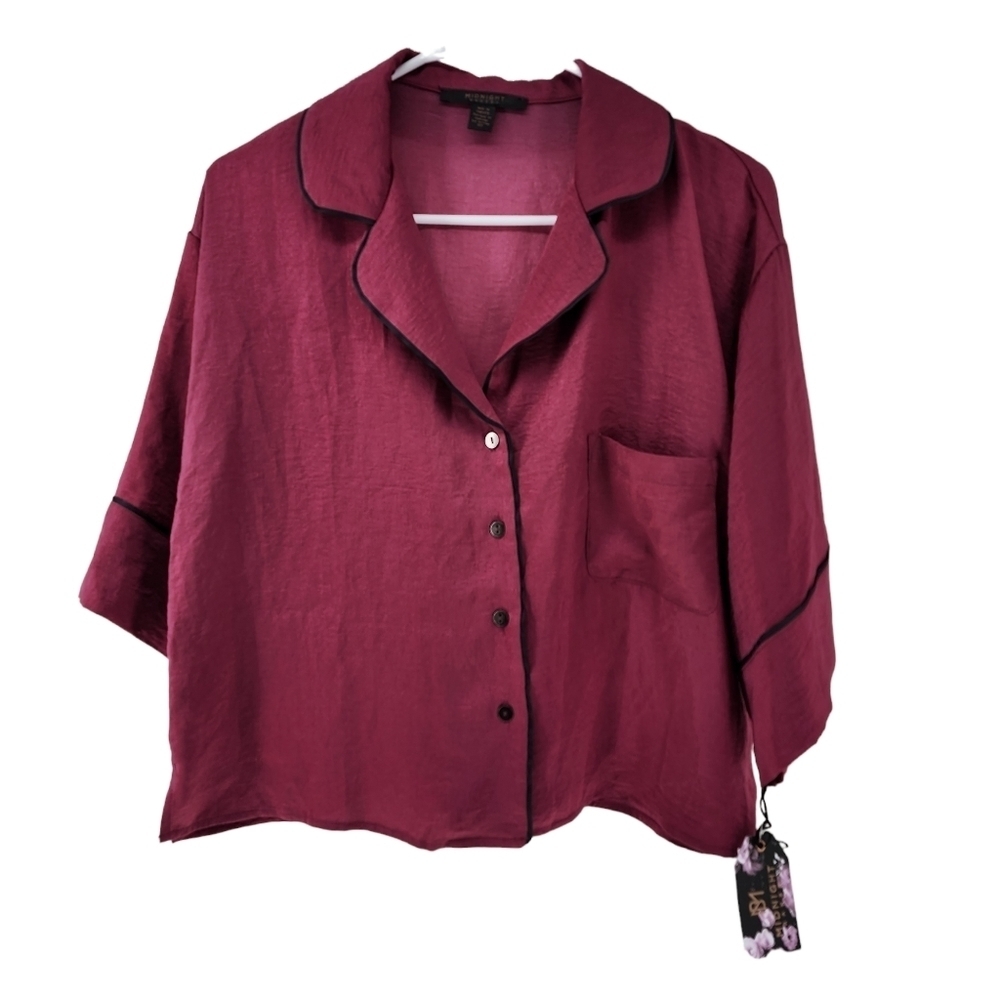 Midnight Bakery Women's Burgundy Short Sleeve Pajama Top - S
